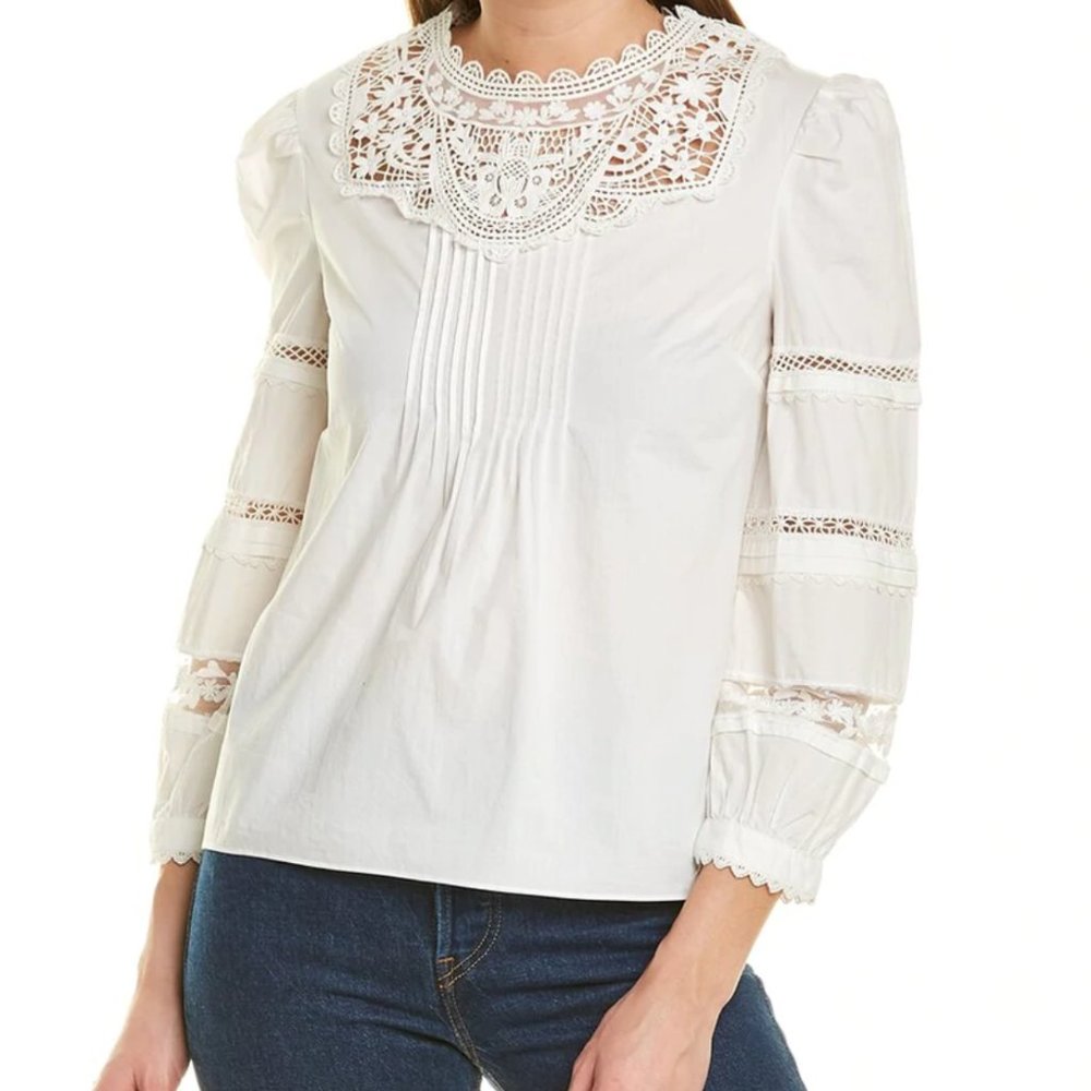Veronica Beard White Bessie Top Size 2 NWT